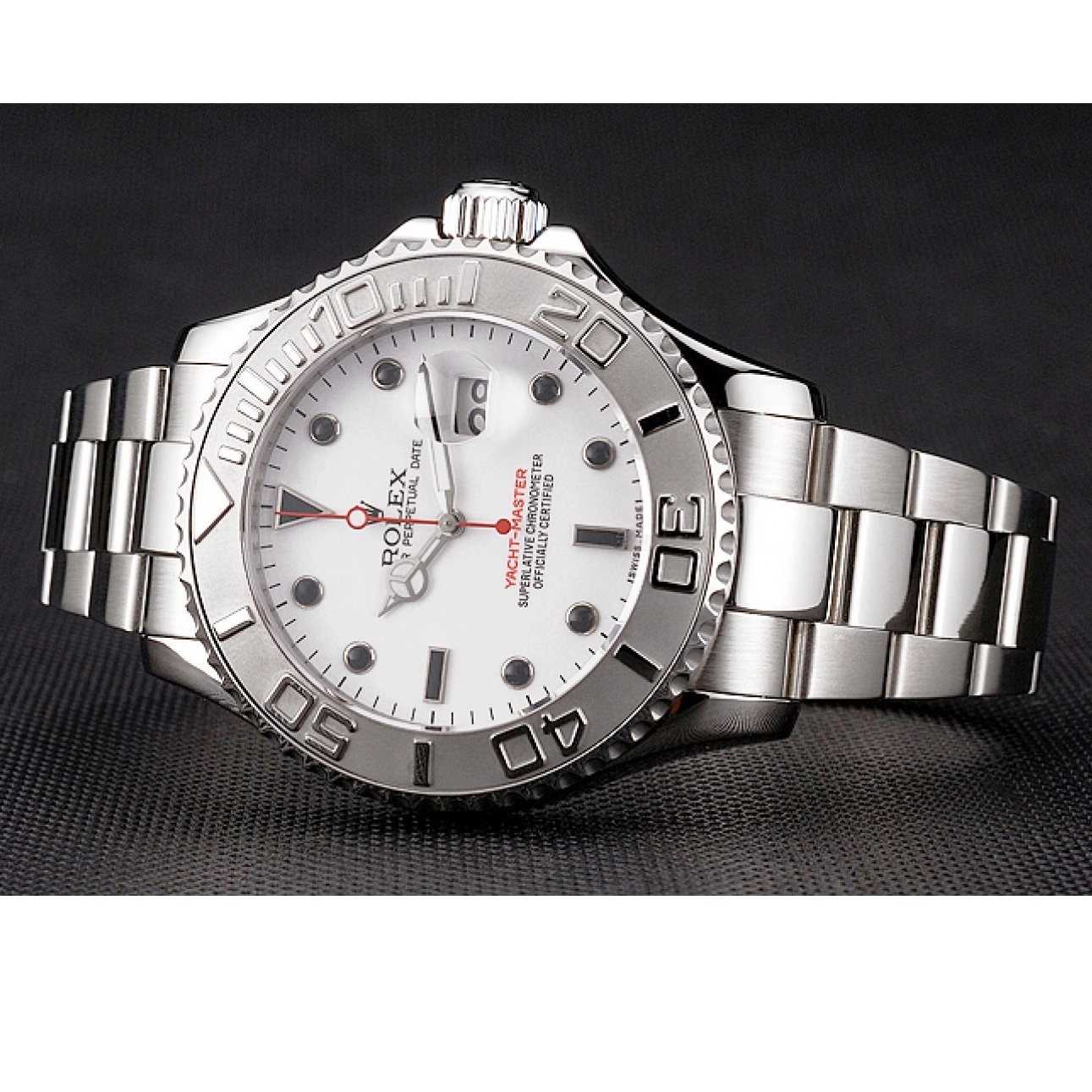 Good copy rolex watches White Case Yacht-Master Bracelet And Stainless Dial Steel Rolex 0522